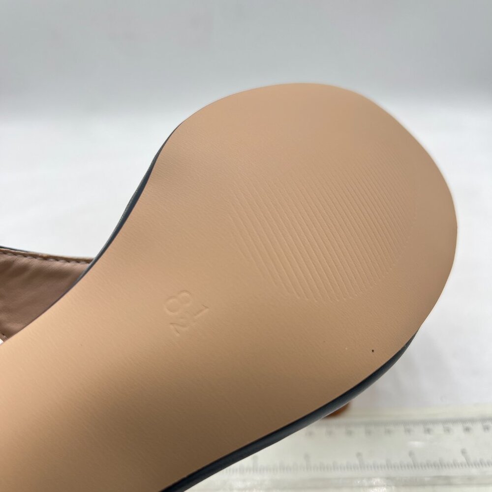 miss left Dark Blue Open Toe Low Heeled Flip Flops Thong Strap Buckles Sandals - Picture 6 of 8